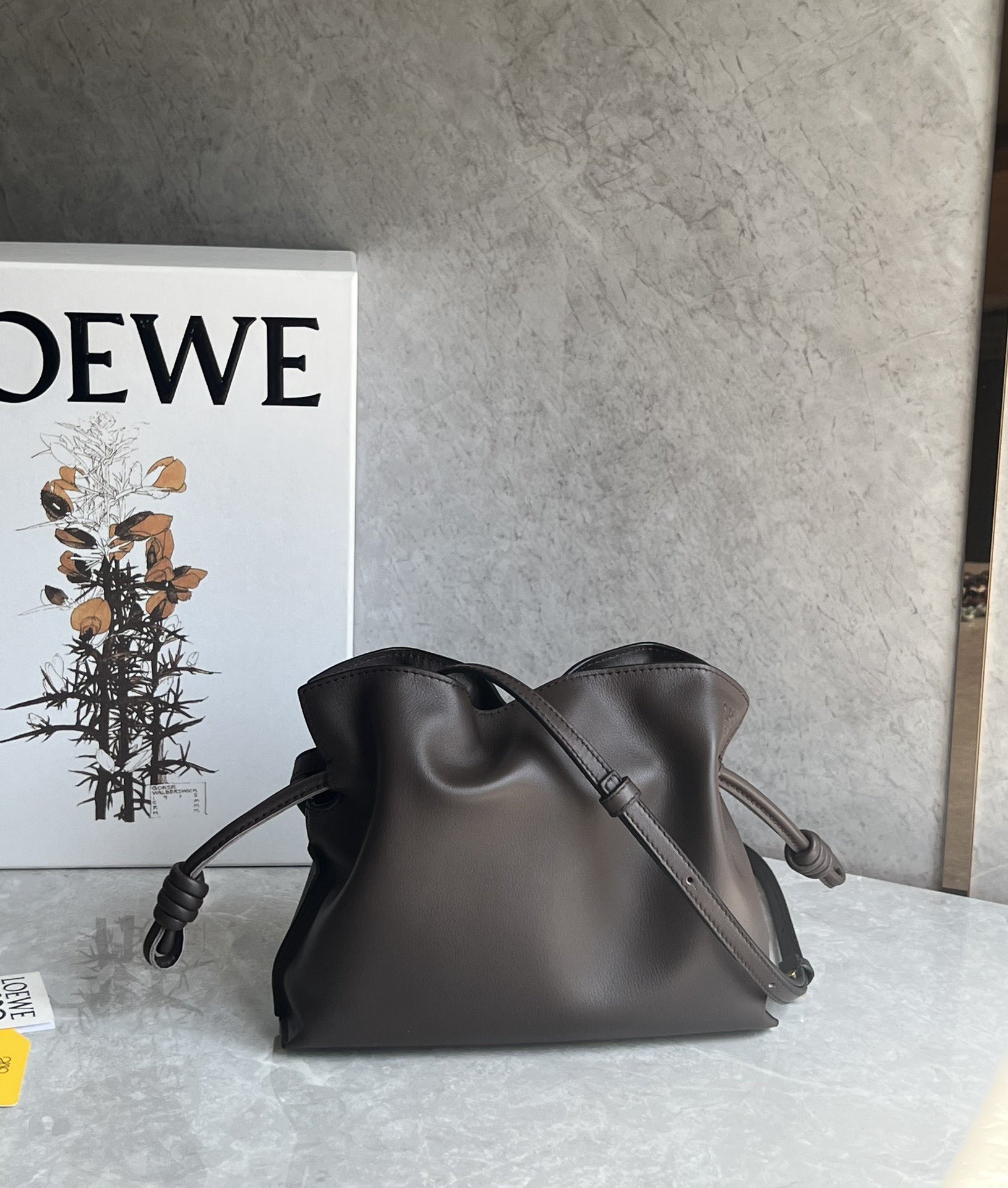 Loewe Mini Flamenco clutch in nappa calfskin Chocolate